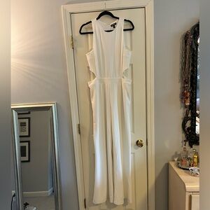 Express White Sleeveless Jumpsuit cut out waist, large